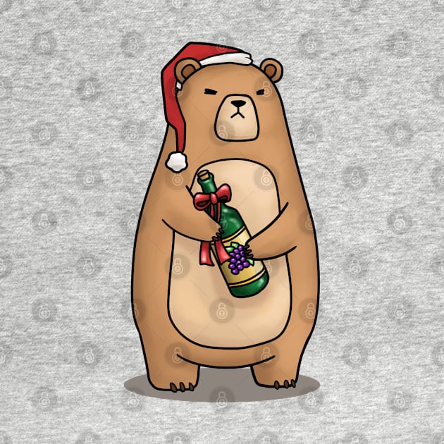 Christmas Bear in Santa Hat by Takeda_Art